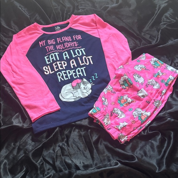 Justice Other - Justice Pink and Navy Kids Pajama Set